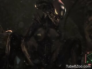 Alien like creature deep fucks alluring anime princess